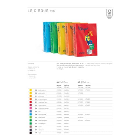 Carta colorata FAVINI LE CIRQUE per tutte le tecnologie di stampa 80 g/m² A4 verde prato 203  500 fogli - A71M504